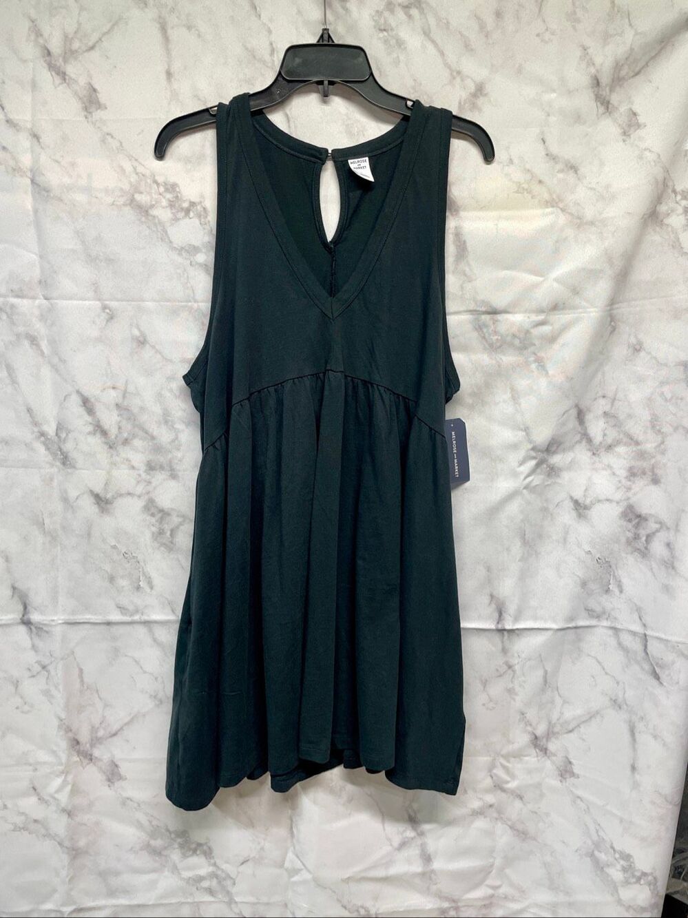 NWT Melrose and Market Black Sleeveless V Neck Babydoll Dress Size L